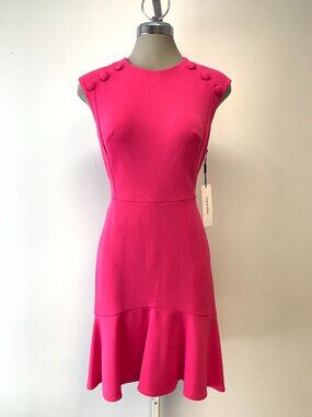 Brand New Elegant CALVIN KLEIN Women's Dress Hibiscus Hot Pink size 6